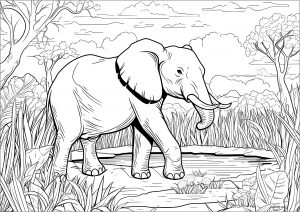 Coloring elephant walking isa
