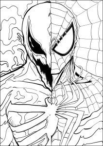 Drawing featuring Venom and Spider-Man