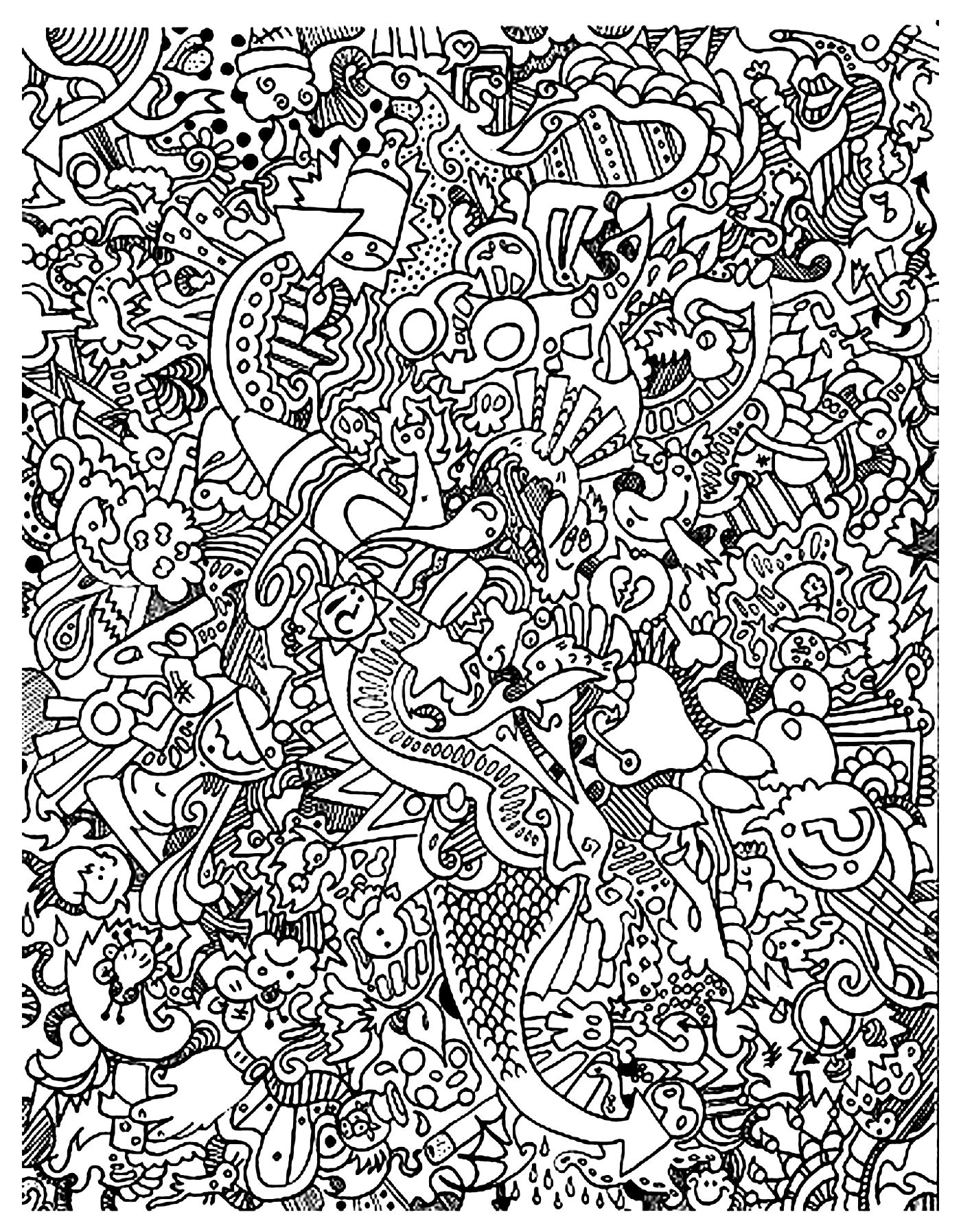 Doodling / Doodle art - Coloring pages for adults : coloring-doodle-art