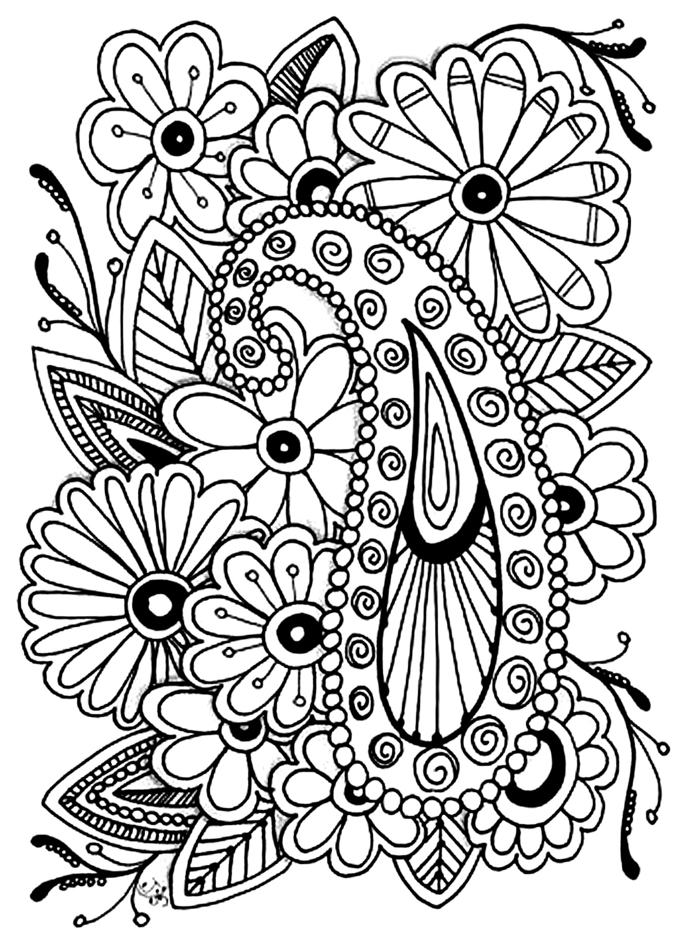 paisley flower coloring book pages for adults - photo #15