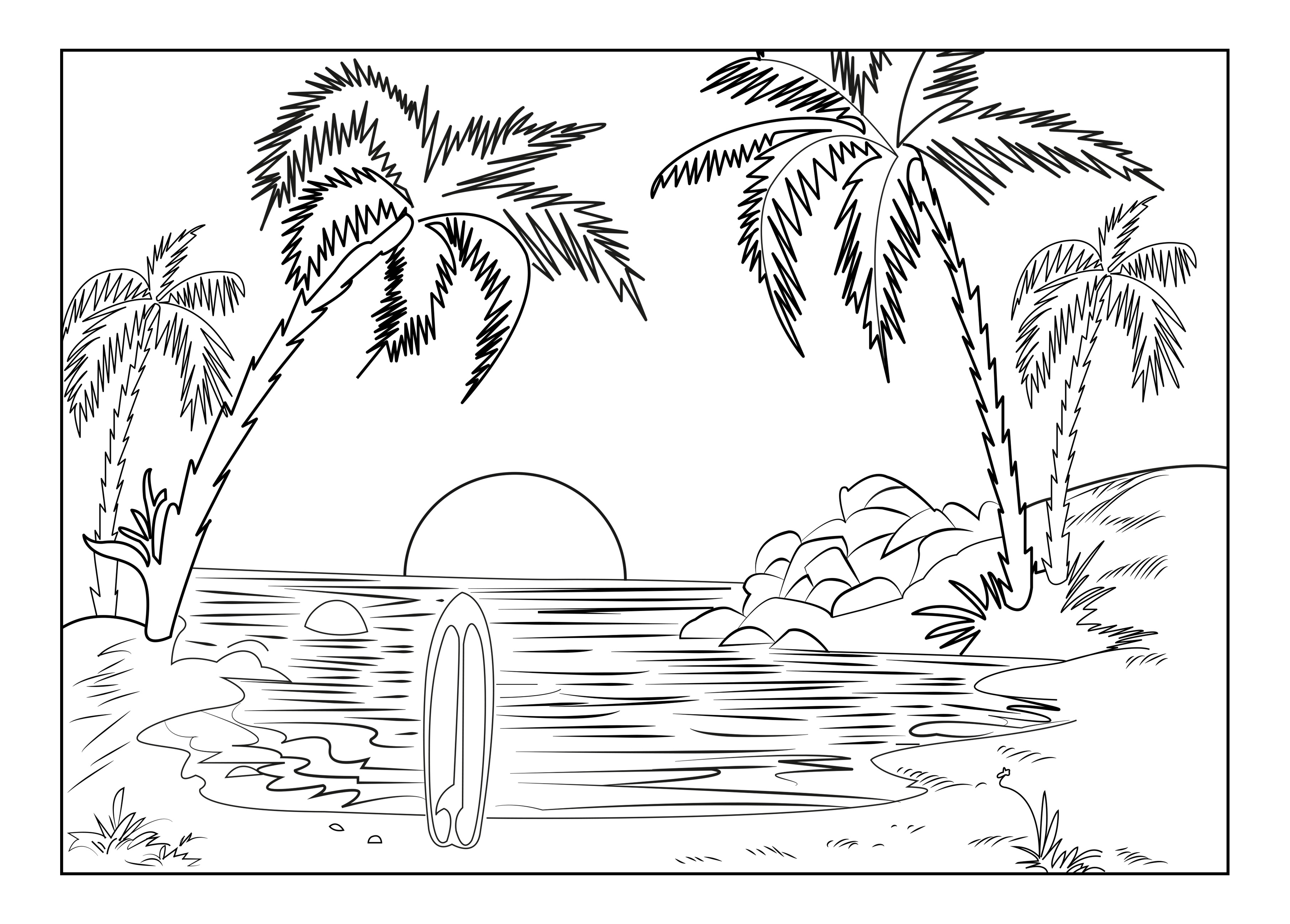 Landscapes - Coloring pages for adults : coloring-page-adults-landscape