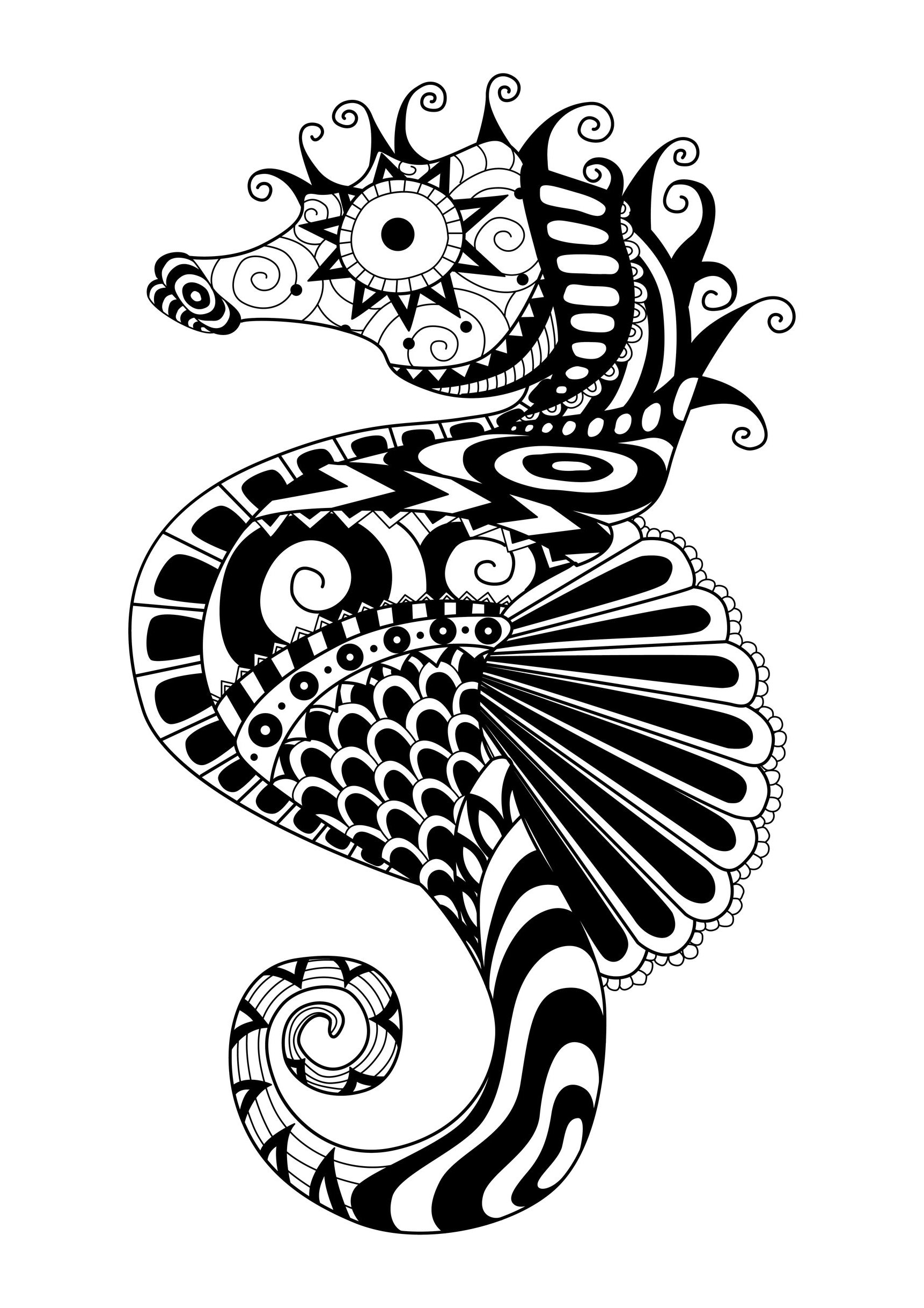 Zentangle - Coloring pages for adults : coloring-adult-zentangle-sea